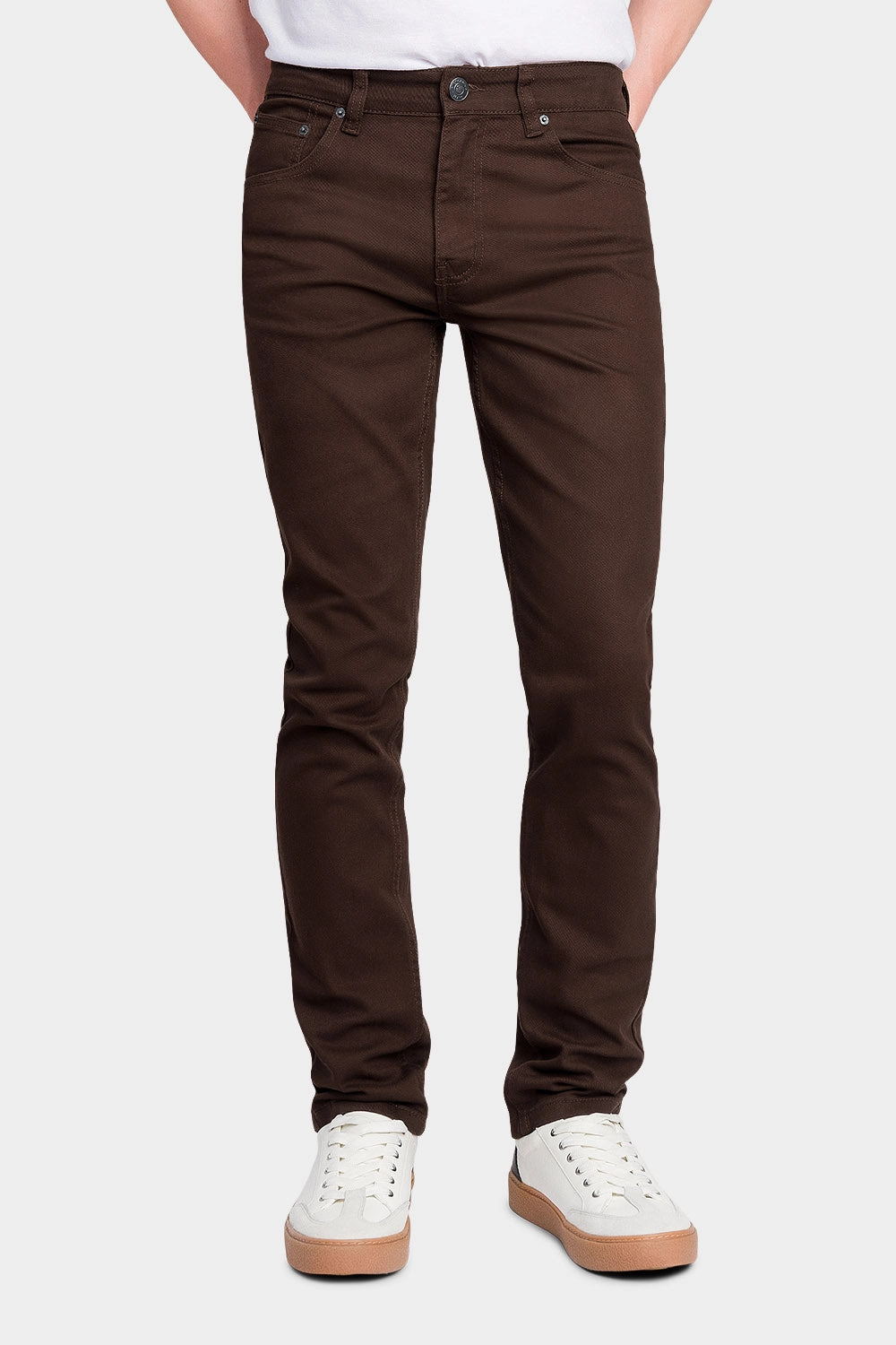 Men's Essential Skinny Fit Colored Jeans (Brown) Crisp Design Movement Ease