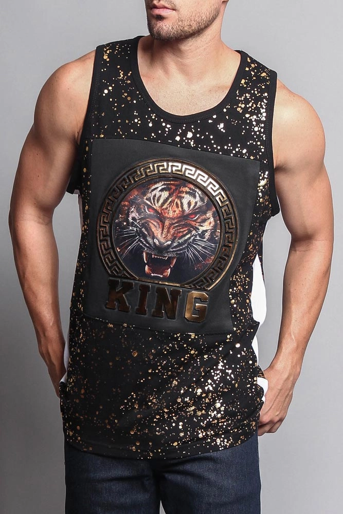 Comfy Style Seamless construction V Tiger King Tank Top