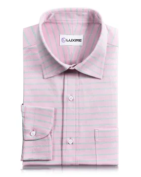 Orchid Pink Green Stripes Classic Oxford Breathable Comfort