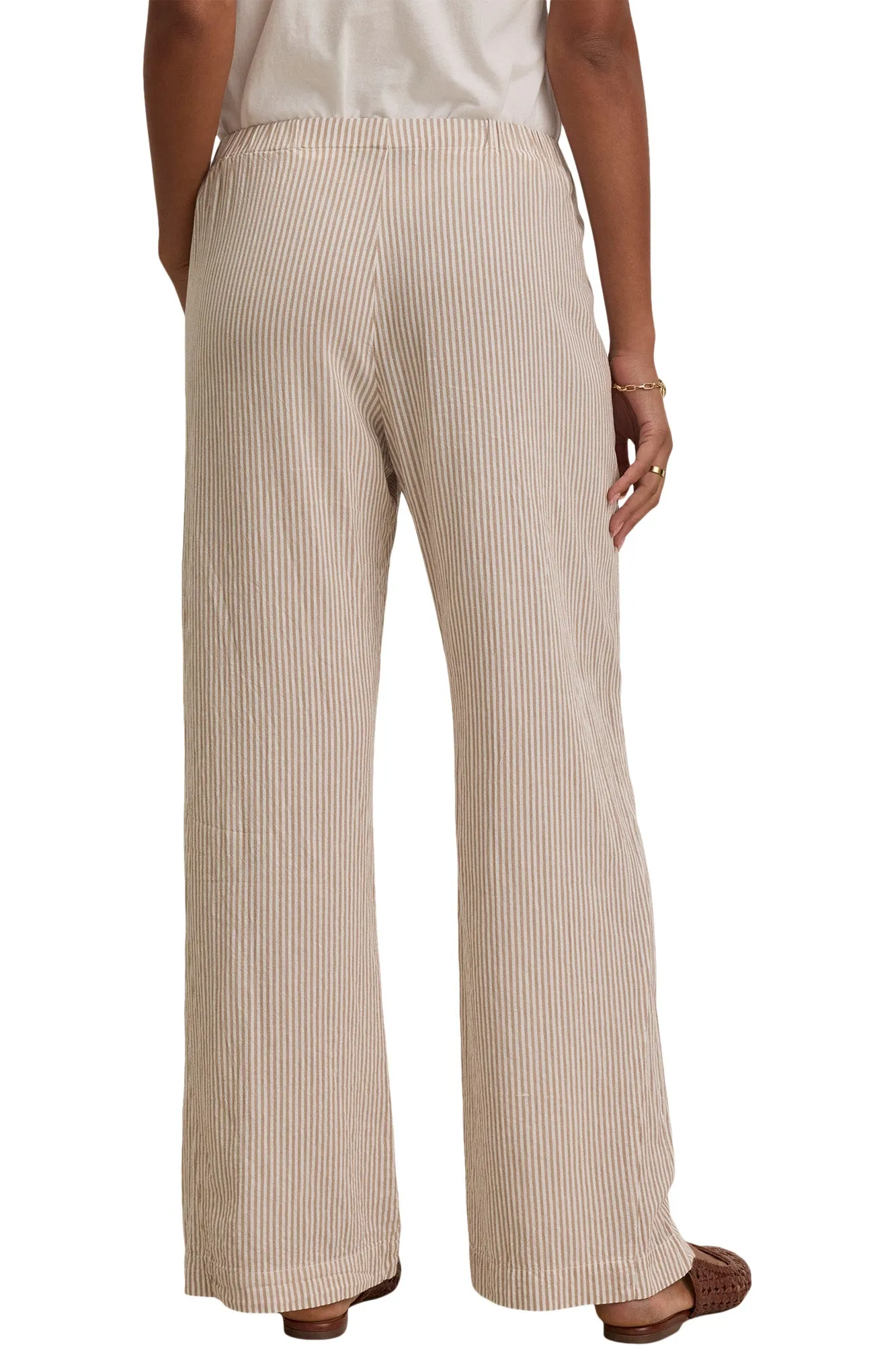 Velvet Kelly Striped Pants in Oatmeal DoubleLayeredFabric Tough Flex