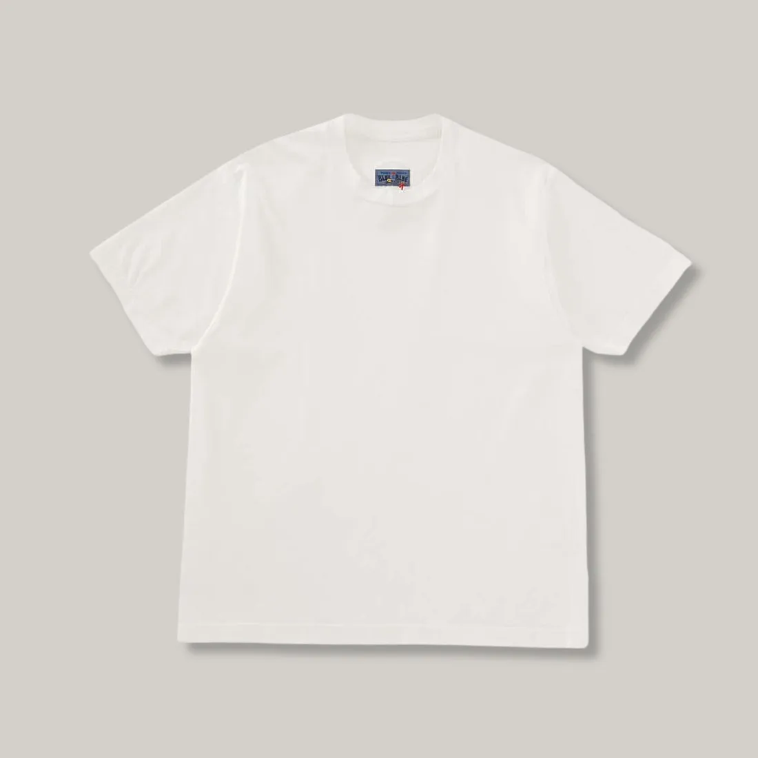 BLUE BLUE JAPAN KNITTED ORGANIC COTTON HIGH GUAGE SLUB SS TEE - WHITE Foam Print Detail