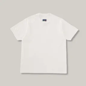 BLUE BLUE JAPAN KNITTED ORGANIC COTTON HIGH GUAGE SLUB SS TEE - WHITE Foam Print Detail