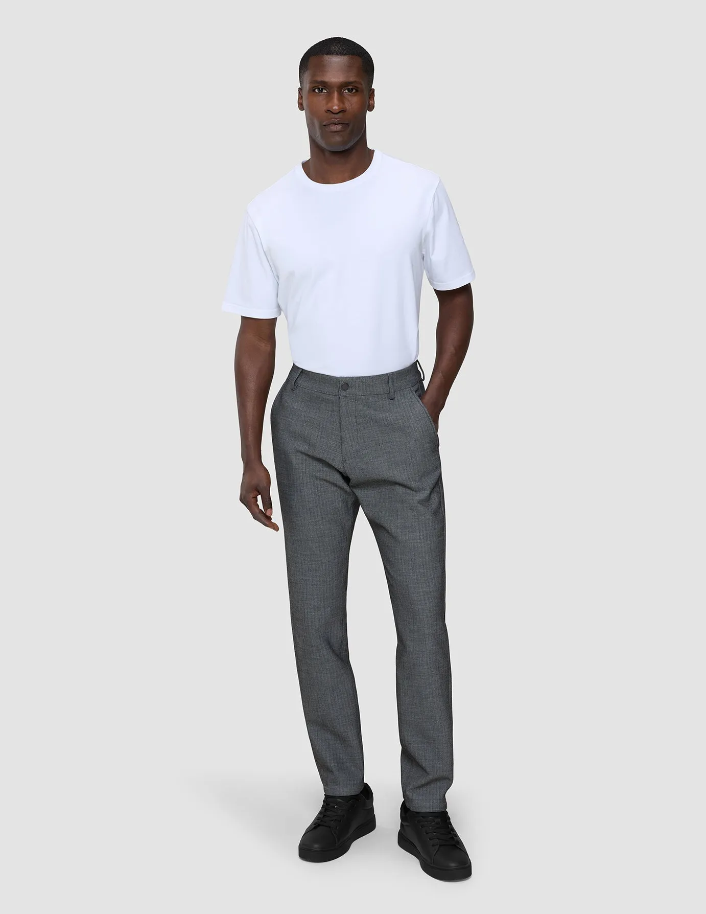 Body Movement WaterRepellentCoating Heavy Edition Pants Slim Grey Herringbone 2.0