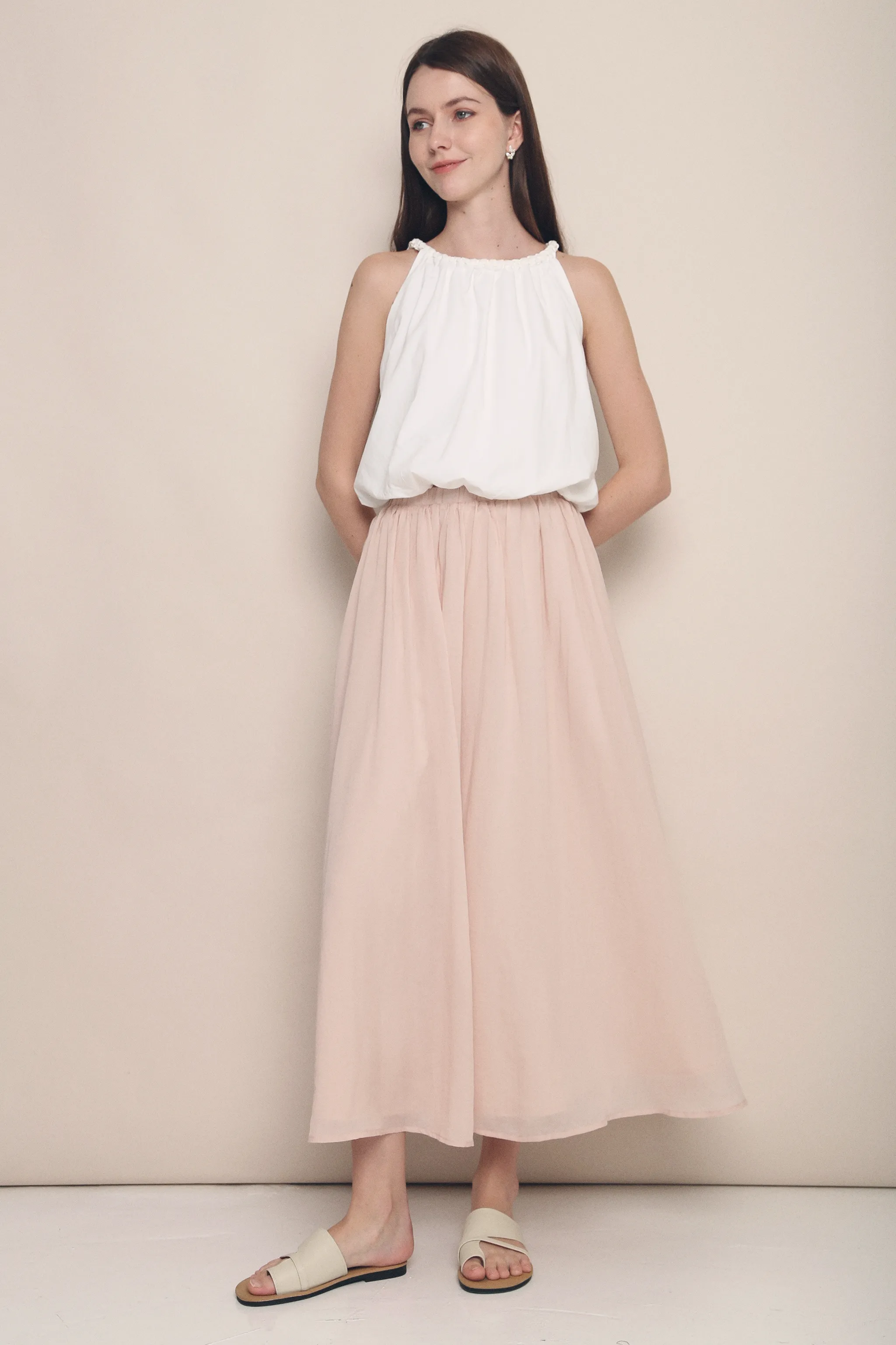 Hathaway Airy Maxi Skirt Blush Daytime Look