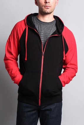 Men's Contrasting Zip Up Hoodie Fit For Travel