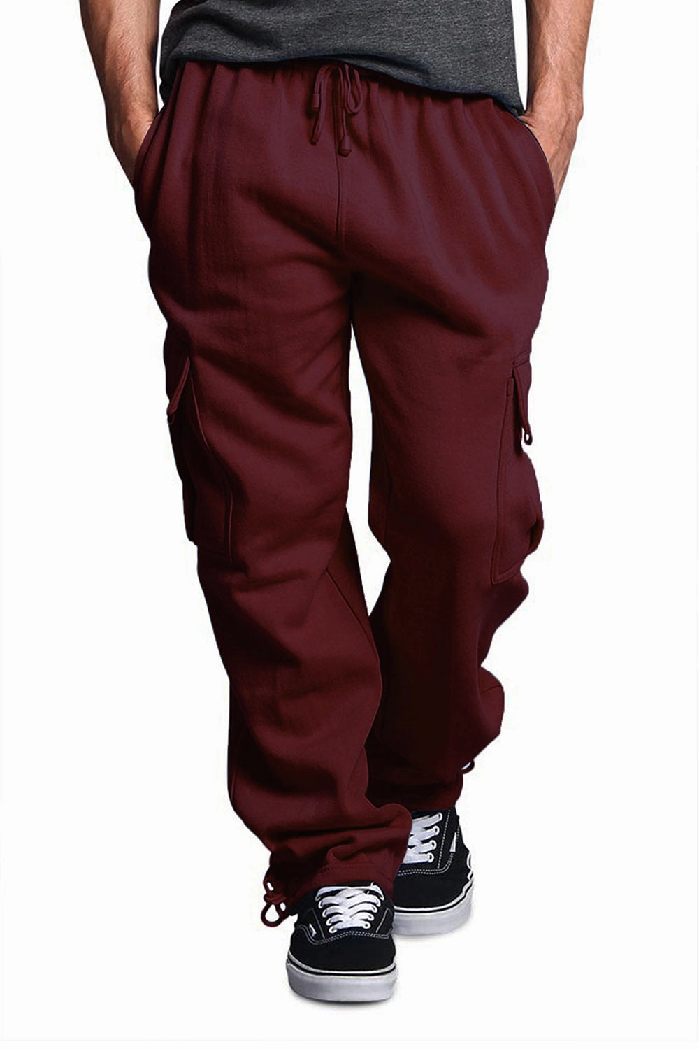 Victorious Men's Solid Fleece Heavyweight Cargo Sweat Pants Casual Vibes Thermal Regulating Fabric