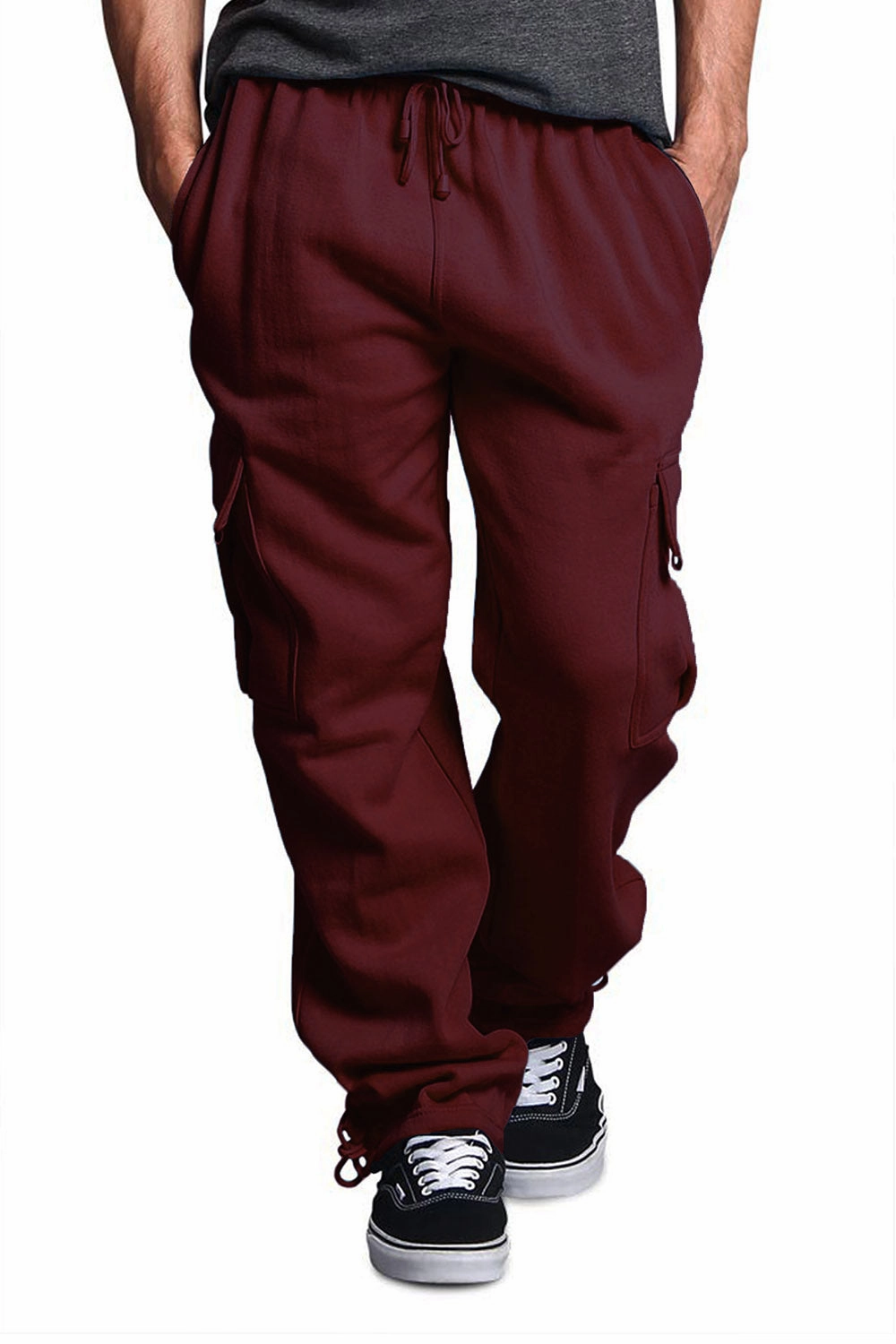 Victorious Men's Solid Fleece Heavyweight Cargo Sweat Pants Movement Ready Fit