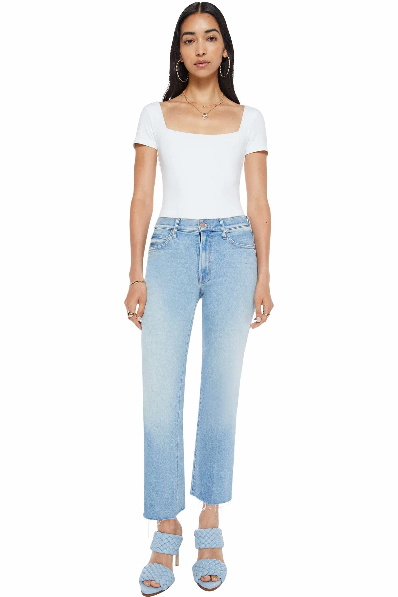 No Gap Waist Engineering MOTHER Denim Kick It Ankle Fray in Can You Dig It?