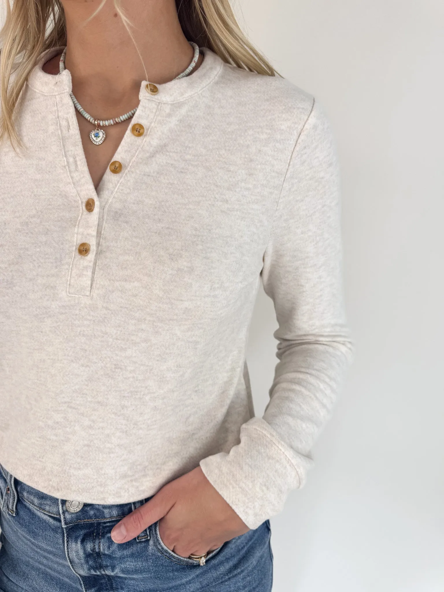 Basic Layer Aeris Long Sleeve Top- Cream Heather
