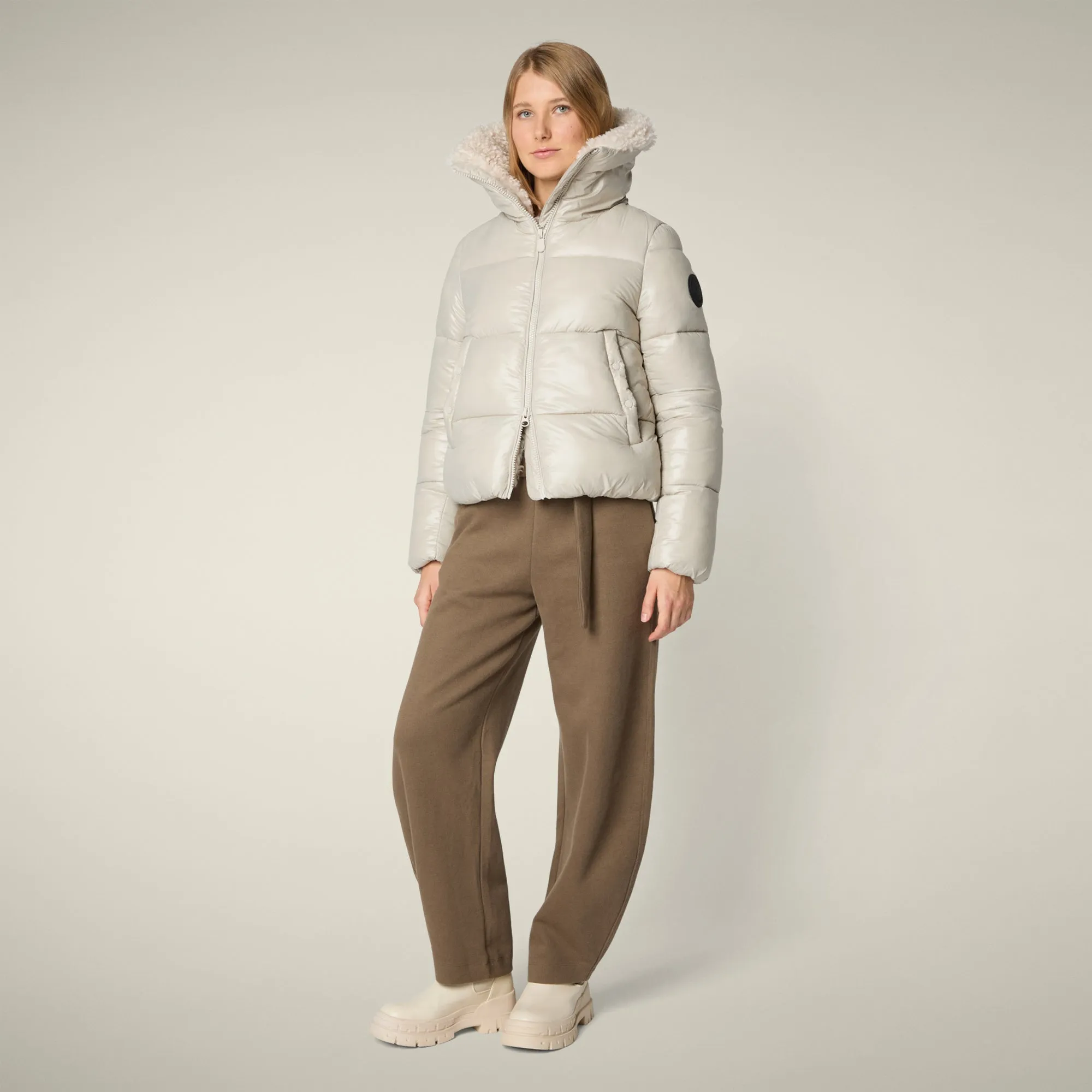 Women's Animal free puffer jacket Moma in rainy beige Day To Day