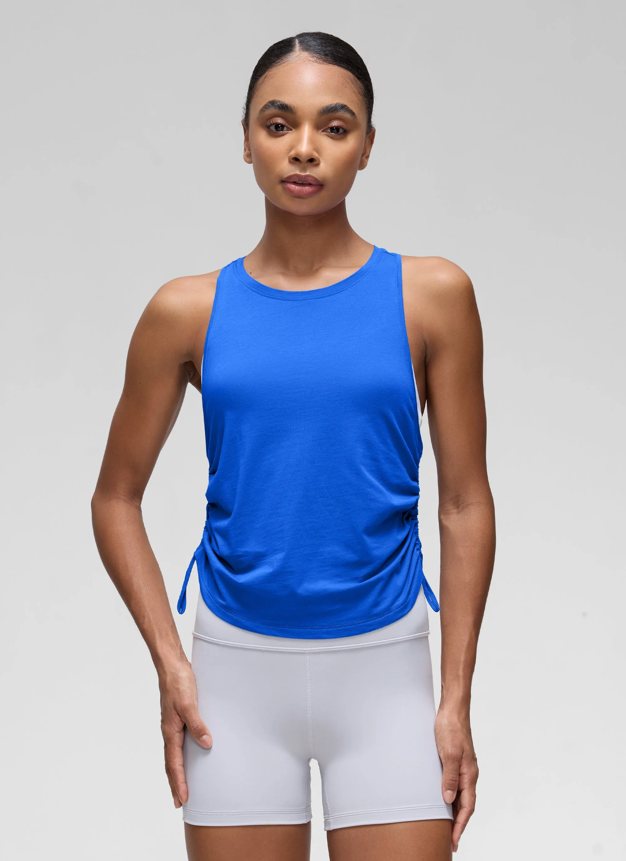 Travel Light low precision applications Pima Cotton Racerback Ruched Side Tank