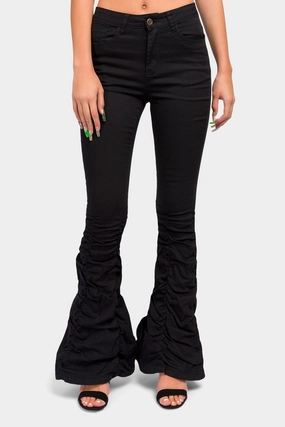 High Waisted Shirred Jeans Neutral Shade