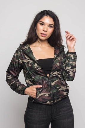 Snag Free Zipper Technology Soft Cover Camo Windbreaker Jacket