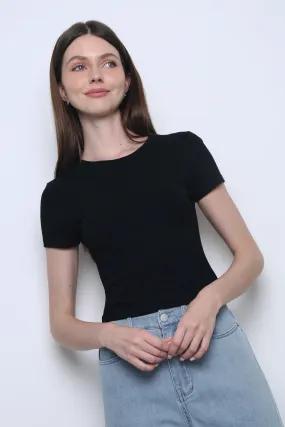 CrewNeck Ergonomic Cut Softie Baby Tee Black