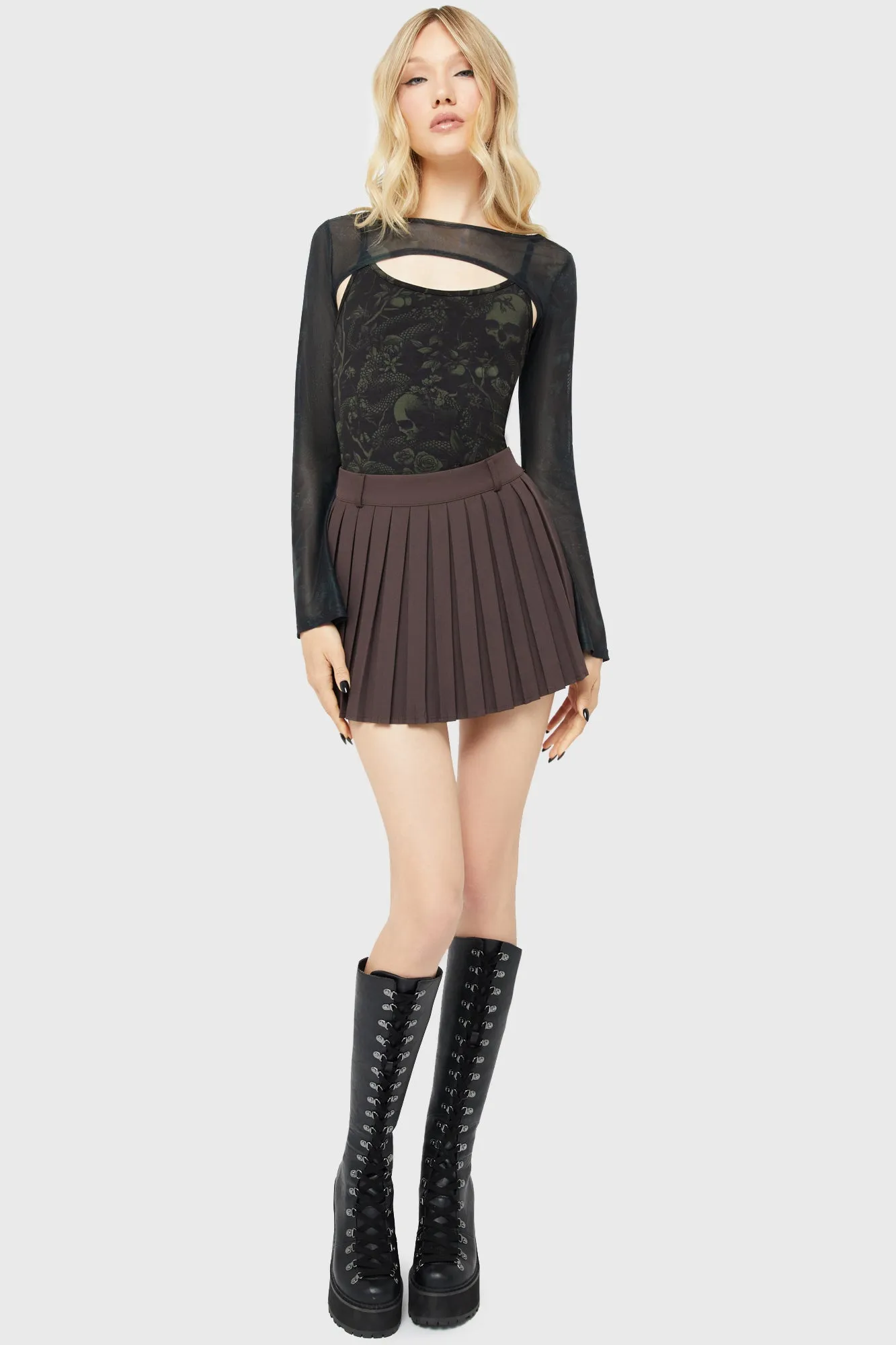 Simple Flow Future Fashion Nightshade's Curse Mini Skirt [BROWN]