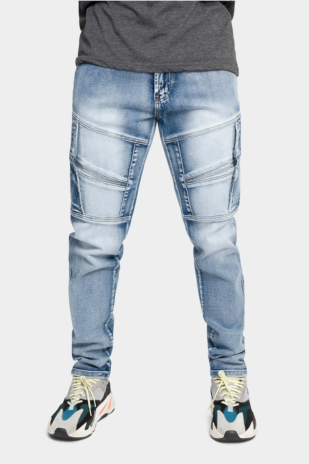 Breathable activewear Travel Friendly Moto Ribbed Skinny Denim Jeans