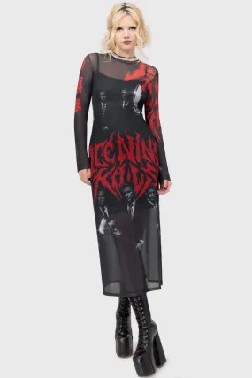 Flattering and Chic Welcome To Horrorwood Maxi Dress
