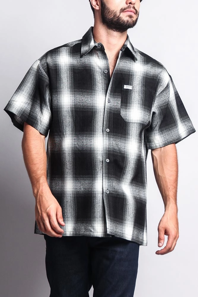 Smooth Stitching Western Casual Plaid Short Sleeve Button Up Shirt