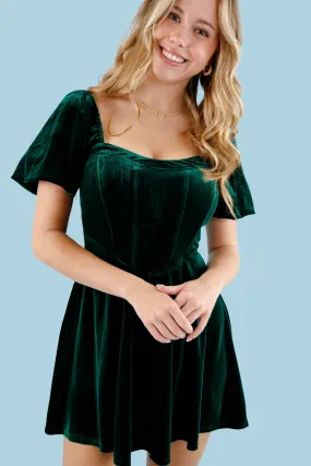 What A Surprise Velvet Mini Dress Wedding guest Modern Silhouette