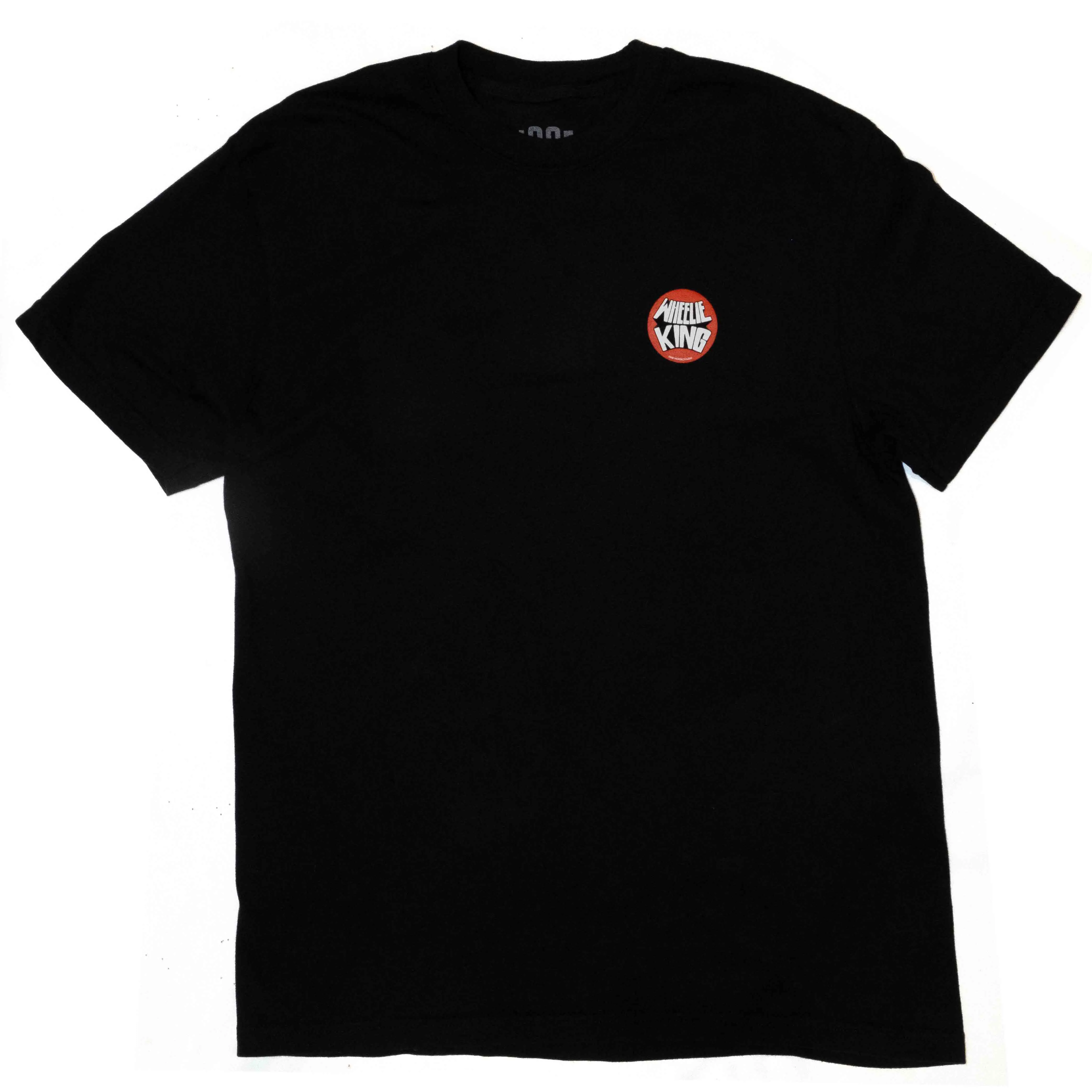 Relaxed fit style DoubleStitched Seams WHEELIE KING Short Sleeve - BLACK