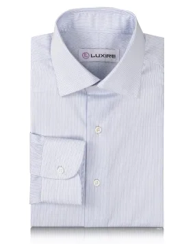 Layered Sleeve Cuffs Trendy Fit White HairLine Stripes Twill Shirt