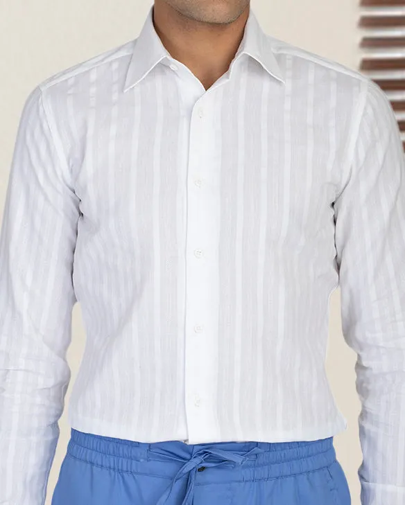 White Self Stripes Shirt Classic Wardrobe