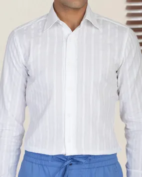 White Self Stripes Shirt Classic Wardrobe