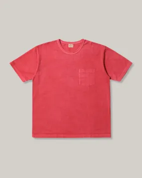 WHITESVILLE PIGMENT DYE POCKET T-SHIRT - RED Soft and Flexible Comfy Wear