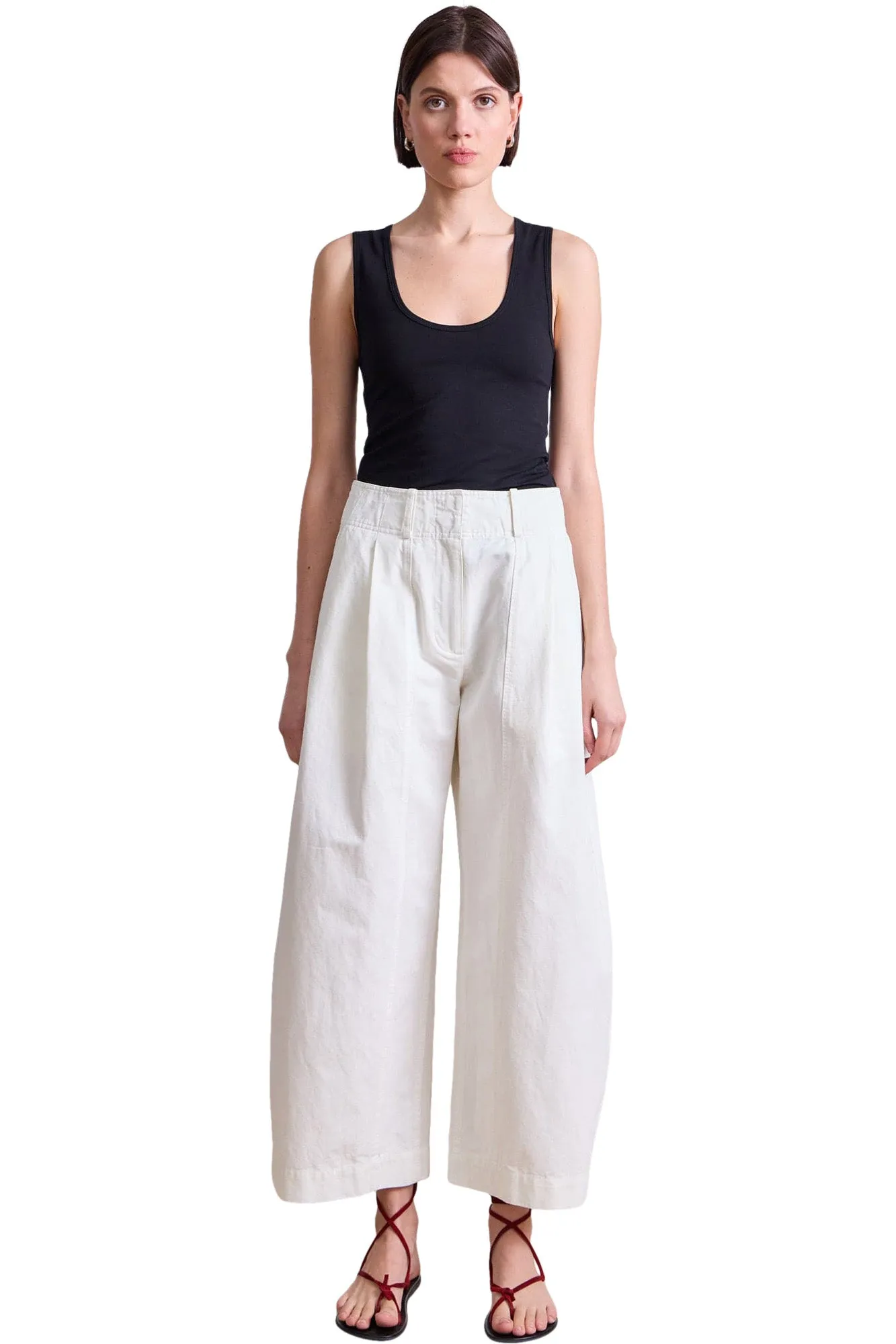 Apiece Apart Cropped Cybil Trouser in Cream Casual Fit