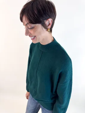 Cozy Performance Wear Anti Snag Fabric Carmen Mock Neck Sweater - Hunter Green