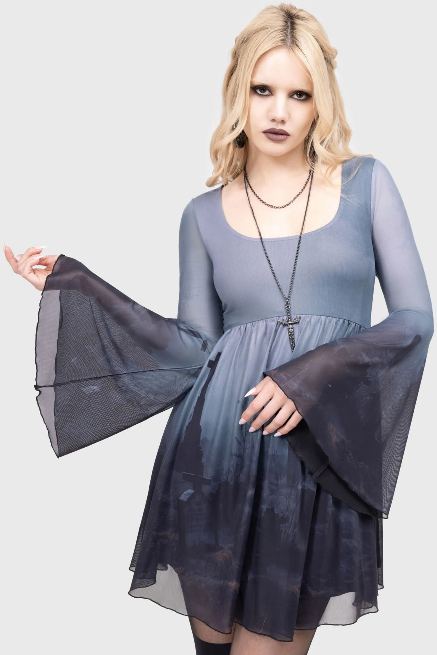 Bell-Sleeve Withering Fields Dress