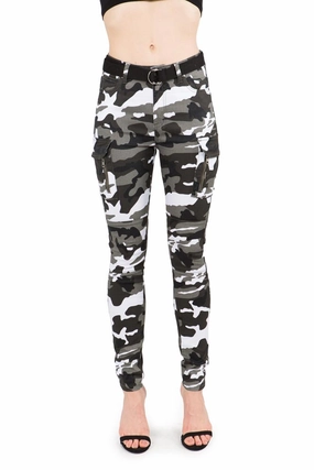 Elastic Fit Women's Cargo Color Camo Skinny Pants