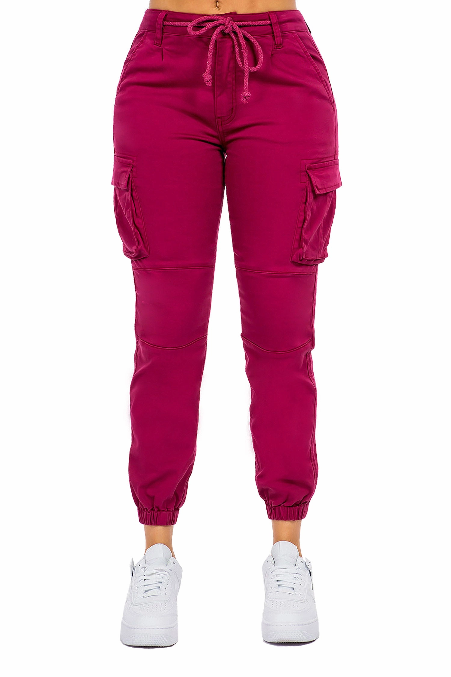 Women's Essential Basic Cropped Colored Cargo Joggers (New Colorways) Flexible Comfort Wear Modern Waist