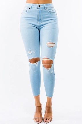 Perfectly Fit Women's Essential High Rise Distressed Skinny Jeans