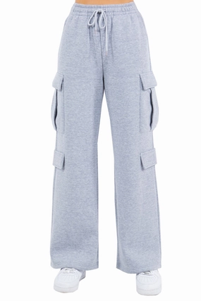 Women's Essential High Waist Wide Fit Cargo Sweat Pants Sleek Look