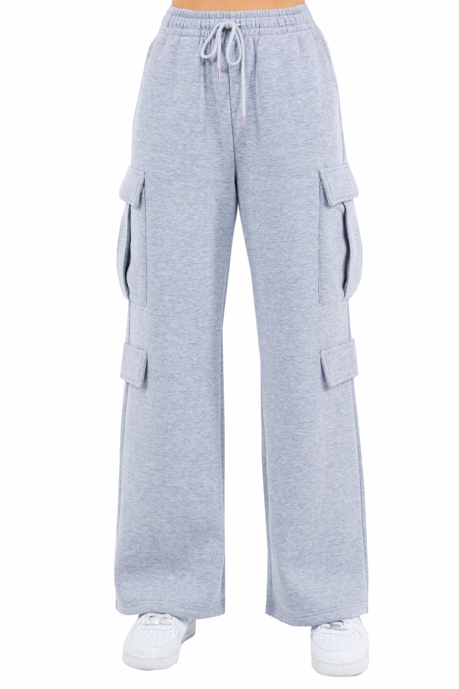 Women's Essential High Waist Wide Fit Cargo Sweat Pants Relaxed Wear Sustainable Material Blend