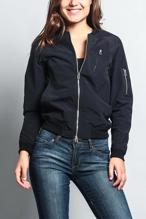 Women's Lightweight Bomber Jacket Waterproof Zipper Closure