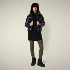 Women's Animal free puffer Jacket Biddy in Blue Black Convertible Collar Style Modular Design