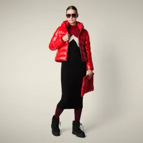 WaterResistant Coating Layered Ventilation Panels Women's Animal free puffer Jacket Cosmary in fiery red