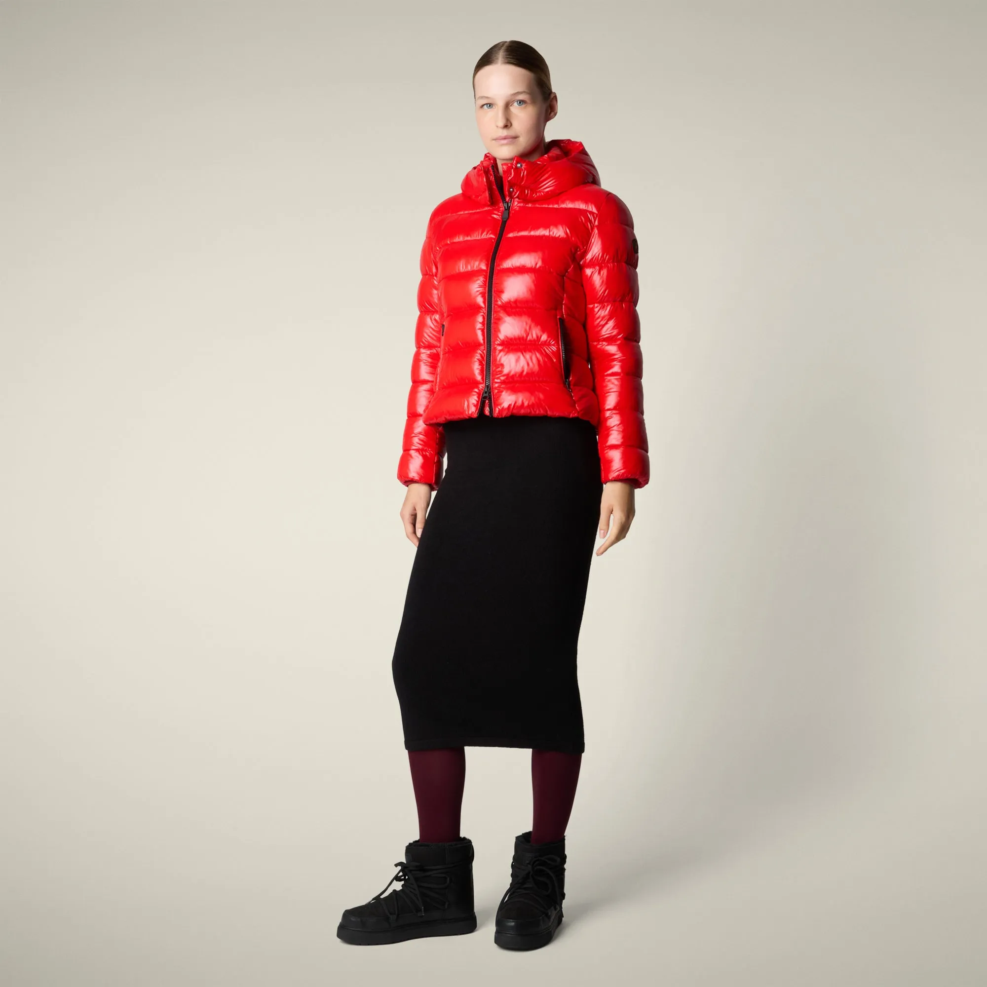 Insulated Warmth Women's Animal free puffer Jacket Cosmary in fiery red