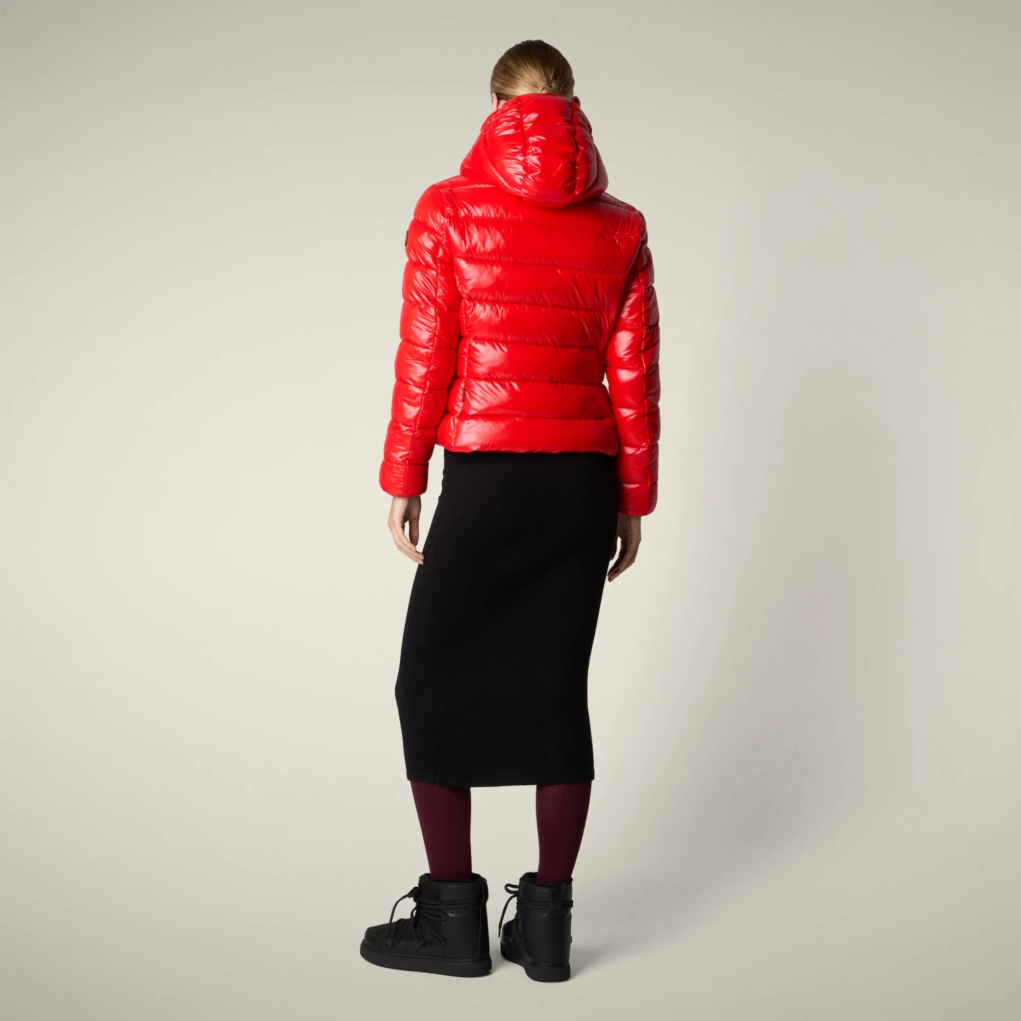 Adjustable drawstring Reinforced Elbow Padding Women's Animal free puffer Jacket Cosmary in fiery red