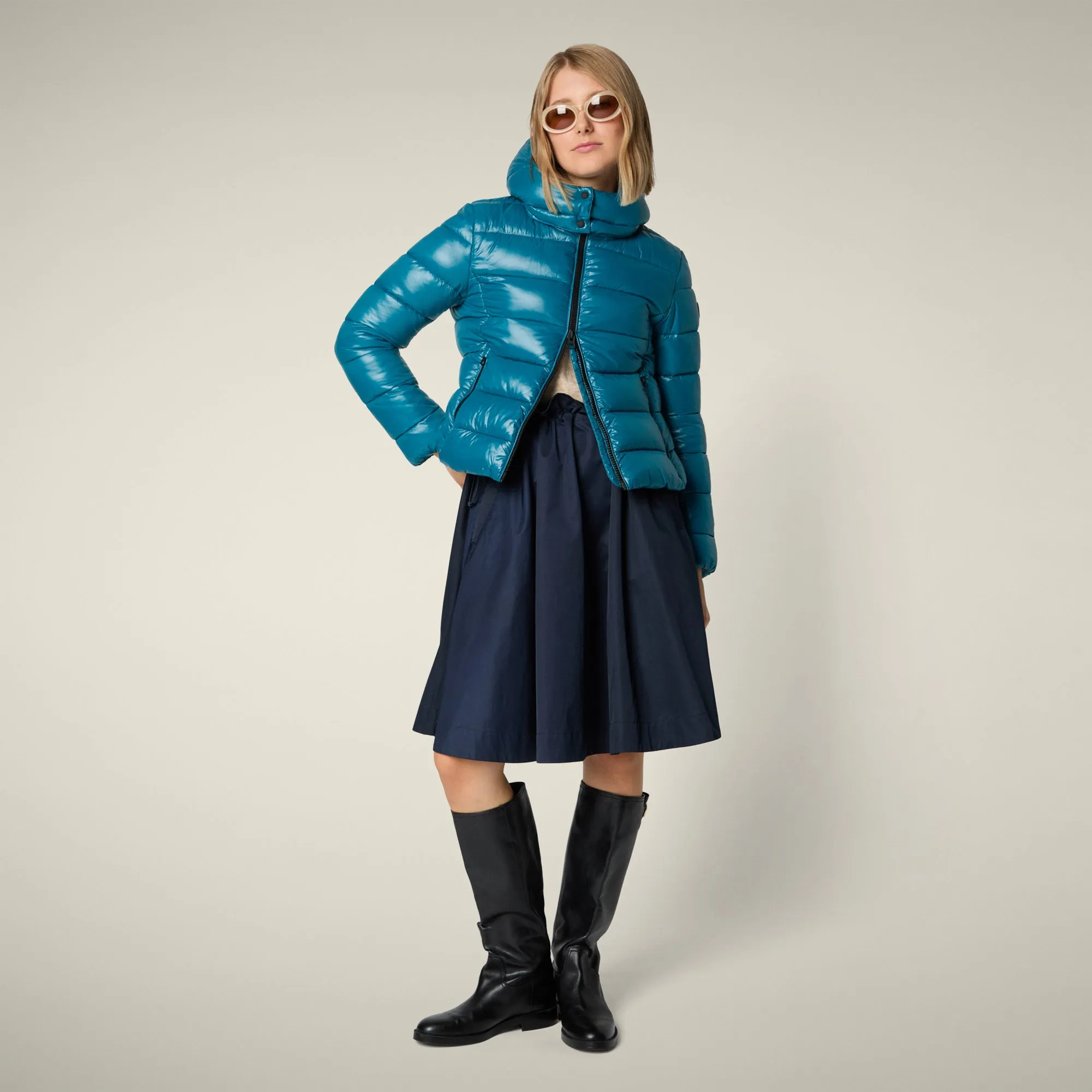 Stretch Paneling Women's Animal free puffer Jacket Cosmary in horizon blue