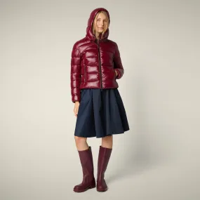 Women's Animal free puffer Jacket Cosmary in Wine Red Compact Packability Eco Friendly Padding