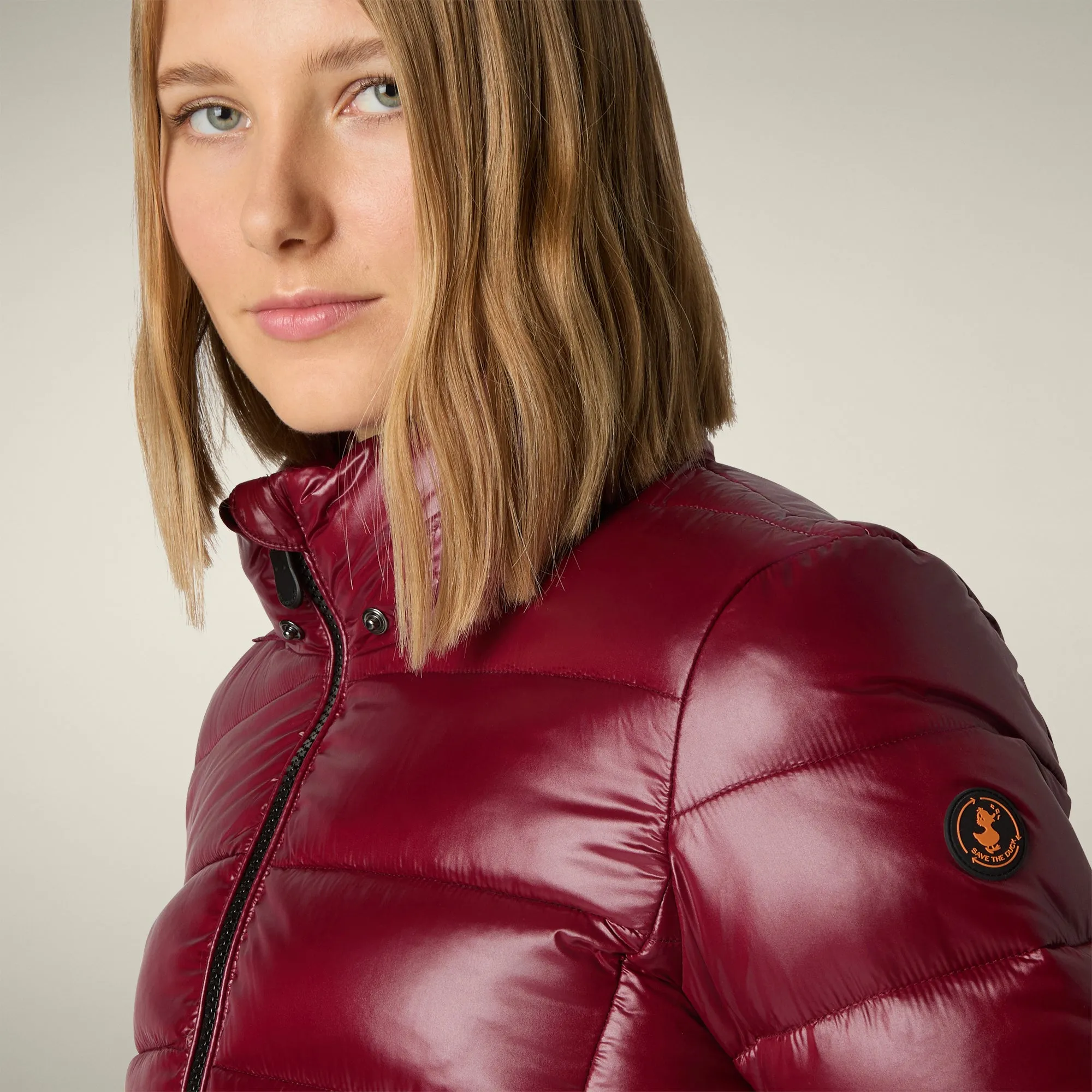 Women's Animal free puffer Jacket Cosmary in Wine Red Ultra Soft Brushed Interior Weekend Ready