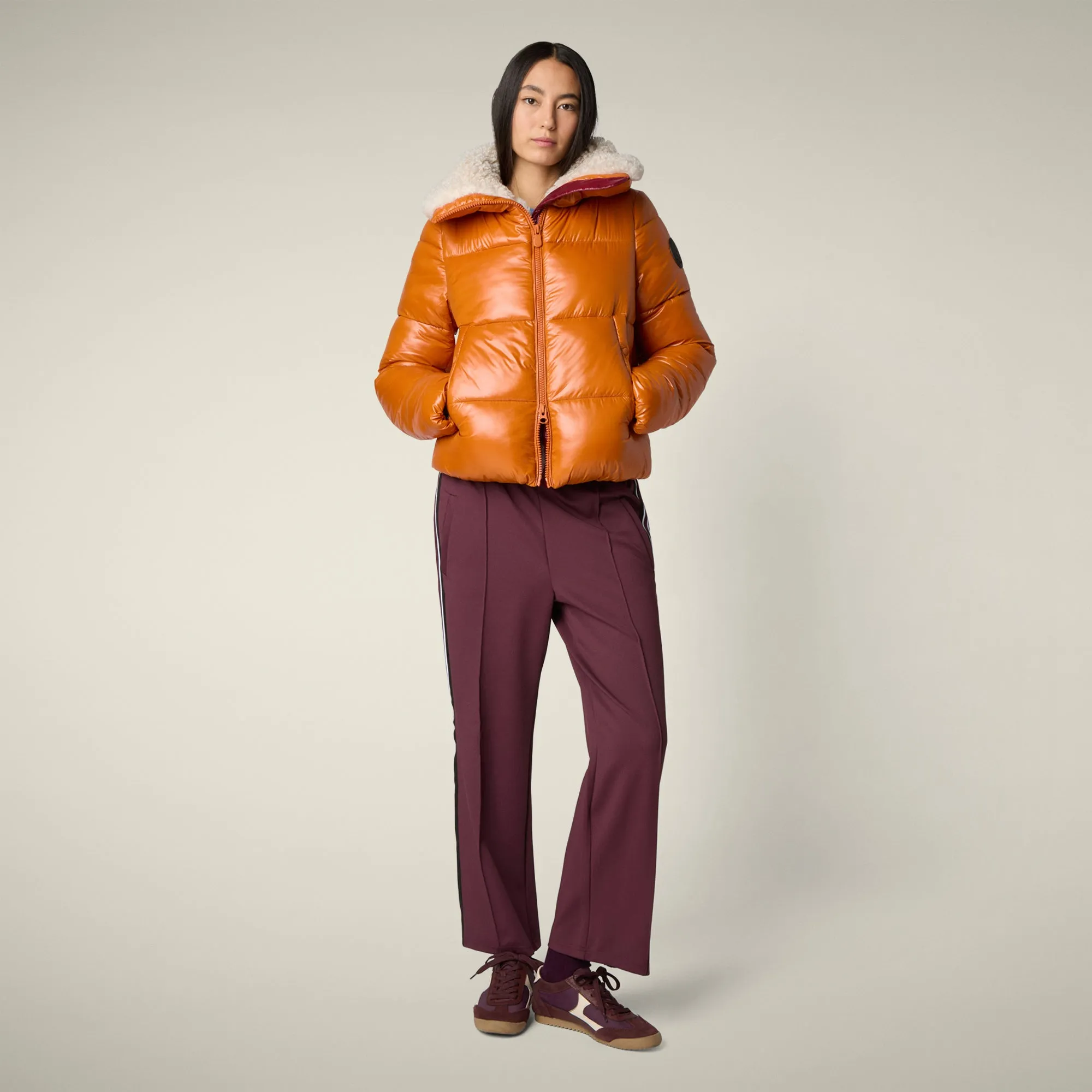 Women's Animal free puffer jacket Moma in fox brown Flexible Shoulder