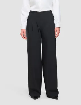 Women's Avira Pants Wide Black Curved Waistline