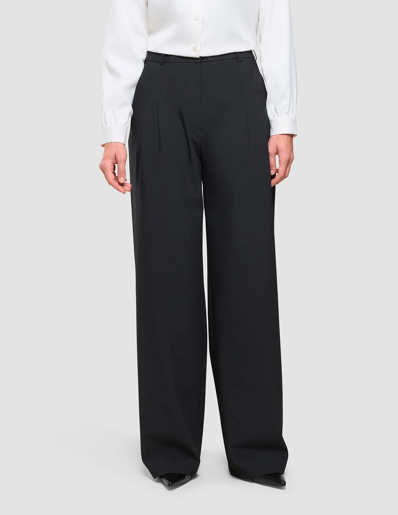 Women's Avira Pants Wide Black Curved Waistline