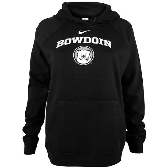 Classic Minimal Women's Black Bowdoin & Medallion Varsity Fleece Hood from Nike