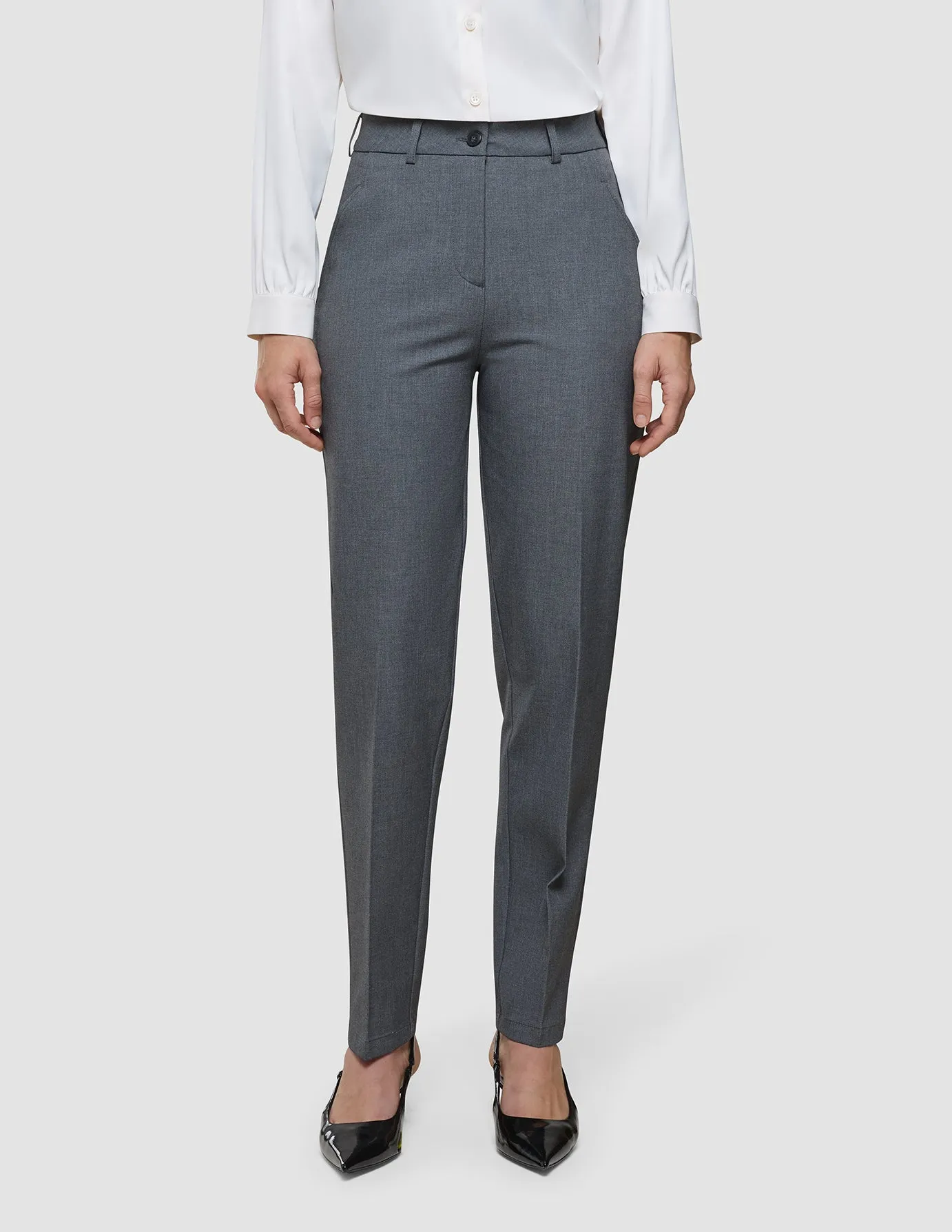 Women's Essential Pants Tapered Dark Grey Melange Smart Layering