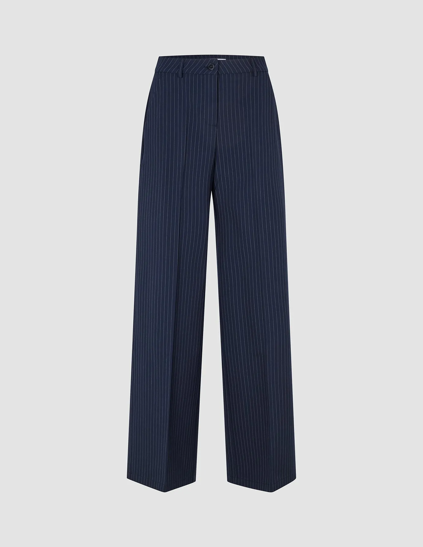 Women's Essential Pants Wide Navy Pinstripe Relax Mode